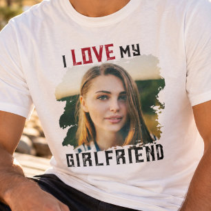 カスタム写真入り グランジデザインの彼女大好きTシャツ Tシャツ