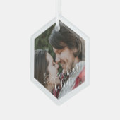 カスタム写真六角ガラスのクリスマスツリーオーナメント ガラスオーナメント (正面左)