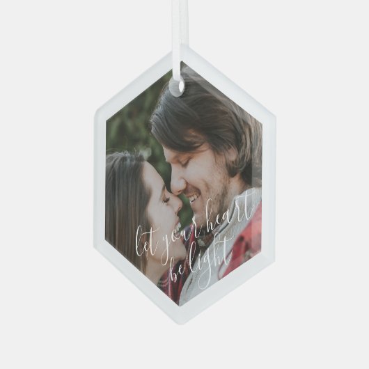 カスタム写真六角ガラスのクリスマスツリーオーナメント ガラスオーナメント (正面左)