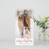 カスタム写真冬の雪のラ白熱［赤熱］光を放つイト シーズンカード (スタンド正面)