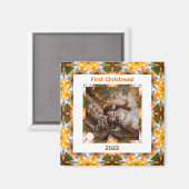 カスタム写真初めてのクリスマス新結婚新ホーム マグネット (正面/裏面)