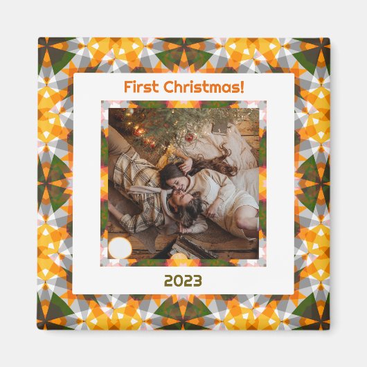 カスタム写真初めてのクリスマス新結婚新ホーム マグネット (正面)