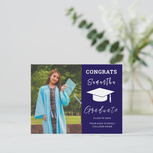 カスタム写真卒業おめでとう卒業 案内ポストカード (スタンド正面)
