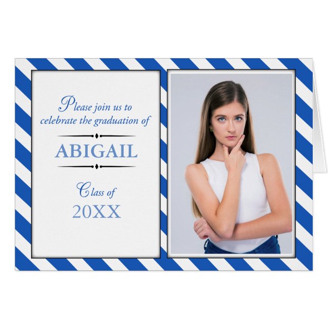 カスタム写真卒業お祝い招待状 (正面横)