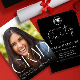 カスタム写真卒業ホワイトオンブラック招待状 招待状