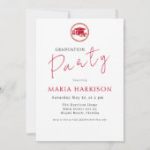 カスタム写真卒業レッドオンホワイト招待状 招待状 (裏面)