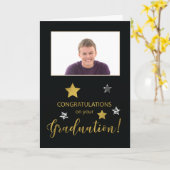 カスタム写真卒業祝い金ゴールド カード (黄色い花)