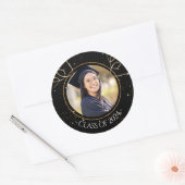 カスタム写真卒業 ラウンドシール (封筒)