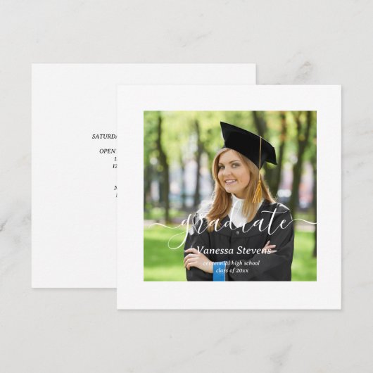 カスタム写真卒業 招待状 (正面/裏面)