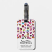 カスタム写真可愛いフクロウの背景子供へ柄 ラゲッジタグ (裏面縦)