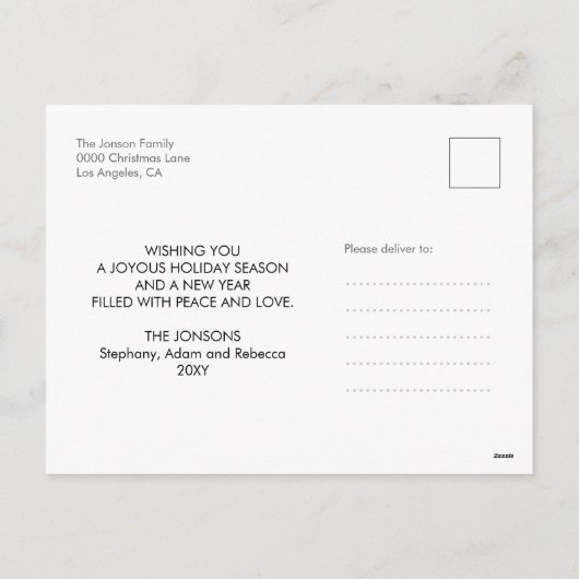 カスタム写真可愛い手描きピンクリボンレッド暖 シーズンポストカード (裏面)