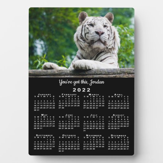 カスタム写真名やる気を起こさせる黒2022カレンダー フォトプラーク (正面)