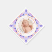 カスタム写真名エージピンクパープル誕生日スター スタンダードカクテルナプキン (角)