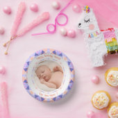 カスタム写真名エージピンクパープル誕生日スター ペーパーボウル (パーティー)