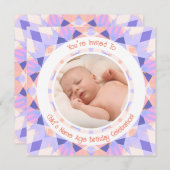 カスタム写真名エージピンクパープル誕生日スター 招待状 (正面/裏面)