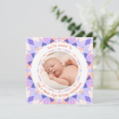 カスタム写真名エージピンクパープル誕生日スター 招待状 (スタンド正面)