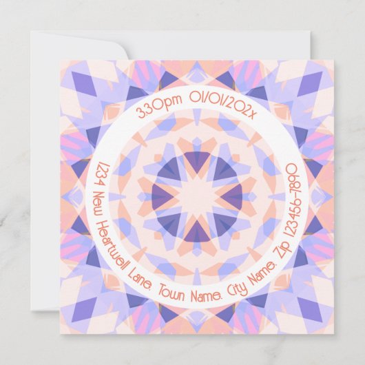 カスタム写真名エージピンクパープル誕生日スター 招待状 (裏面)