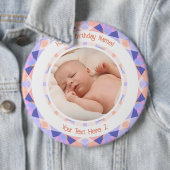 カスタム写真名エージピンクパープル誕生日スター 缶バッジ (インサイチュ)