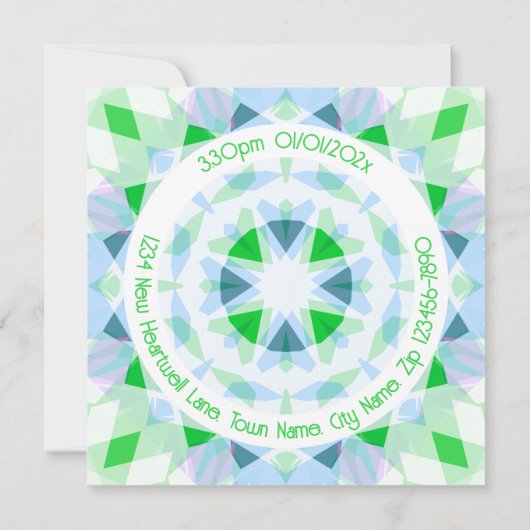 カスタム写真名エージブルーグリーン誕生日スター 招待状 (裏面)