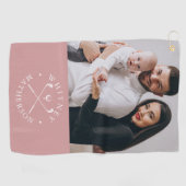 カスタム写真名クラブとボール ダスティローズ ホワイト ゴルフタオル (横)