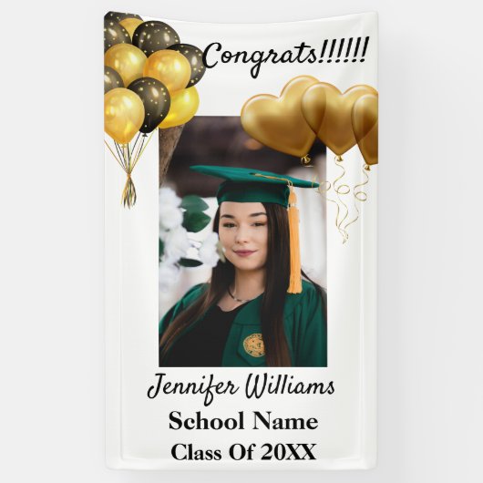 カスタム写真名スクール卒業2021年Bann 横断幕 (縦)