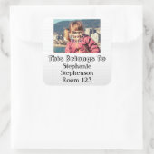 カスタム写真名パーソナライズされたキッズスクールラベル スクエアシール (バッグ)