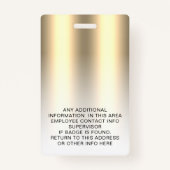 カスタム写真名メタリック金ゴールドスタッフ バッジ (裏面)