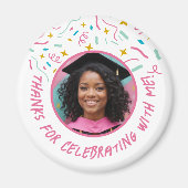 カスタム写真名紙吹雪卒業 マグネット (正面)