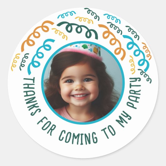 カスタム写真名誕生日お願い ラウンドシール (正面)