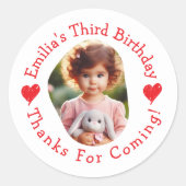 カスタム写真名誕生日お願い ラウンドシール (正面)