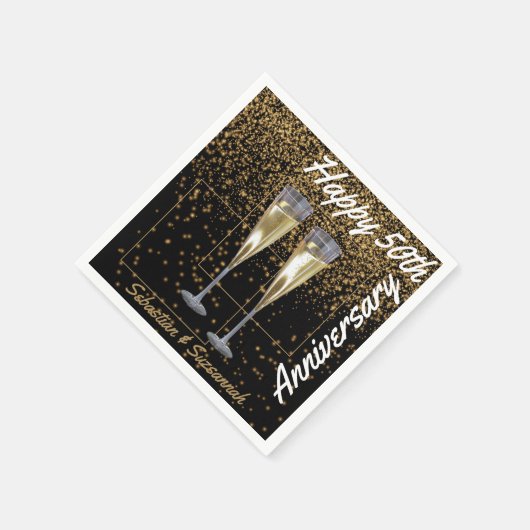 カスタム写真名50周年記念結婚パーティー スタンダードカクテルナプキン (角)