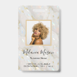 カスタム写真名 ホログラフィック フェイク オパール ストーン バッジ