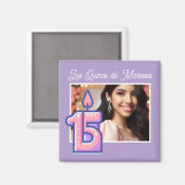 カスタム写真名 15歳の誕生日 女の子 Quinceañera マグネット (正面/裏面)