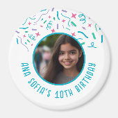 カスタム写真名Any Age紙吹雪誕生日 マグネット (正面)
