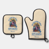 カスタム写真名HANUKKAHファミリー懇親会 鍋つかみ&鍋敷きセット (正面)