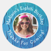 カスタム写真名Mermaidテーマ誕生日ありがとう ラウンドシール (正面)