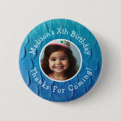 カスタム写真名Mermaidテーマ誕生日ありがとう 缶バッジ (正面)