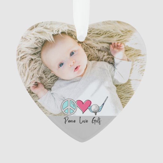 カスタム写真女性おばあちゃん母ピースラブゴルフ オーナメント (正面)