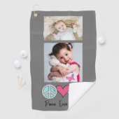 カスタム写真女性おばあちゃん母ピースラブゴルフ ゴルフタオル (インサイチュ)