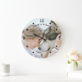 カスタム写真女性犬 ラージ壁時計 (ホーム)