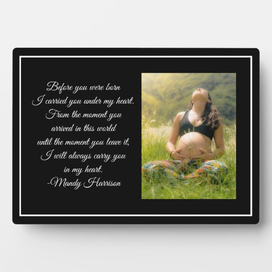 カスタム写真妊婦の美しい妊娠引用文 フォトプラーク (正面)