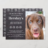 カスタム写真子犬バースデーパーティー 招待状 (正面/裏面)