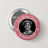 カスタム写真学生組合選挙ピンクボタン 缶バッジ (正面&裏面)