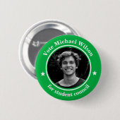 カスタム写真学生連合の選挙ライトグリーン 缶バッジ (正面&裏面)