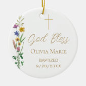カスタム写真宗教洗礼フローラ セラミックオーナメント (正面)