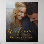 カスタム写真実在フォイル結婚の歓迎サイン 箔ポスター (正面)