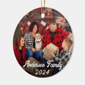 カスタム写真家族のクリスマスと甘い瞬間 セラミックオーナメント (左)
