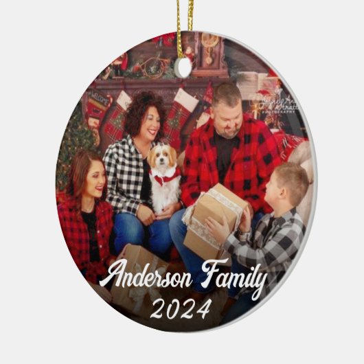 カスタム写真家族のクリスマスと甘い瞬間 セラミックオーナメント (左)