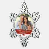 カスタム写真家族クリスマスオーナメントレッド スノーフレークピューターオーナメント (右)