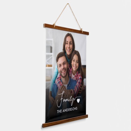 カスタム写真家族 吊り下げ型タペストリー (傾斜あり)